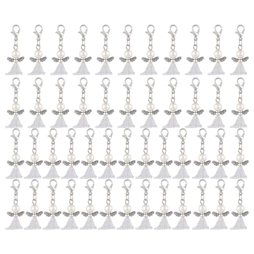 Shenrongtong Schutzengel Schlüsselanhänger | Basteln Sie Schutzengel-Schlüsselanhänger | 50 Stück DIY Glücksengel Charm Perlenengel Anhänger für Hochzeit von Shenrongtong