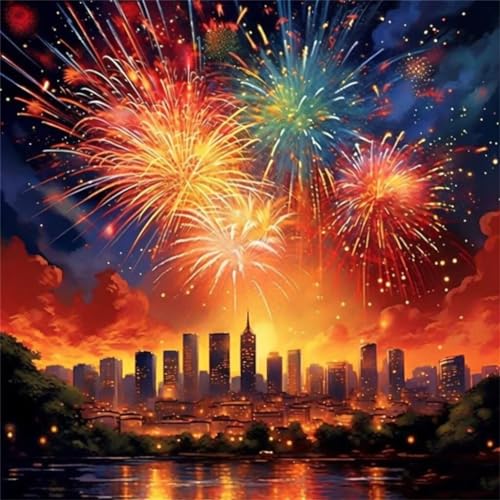 5D DIY Diamond Painting Erwachsene Farbe Diamond Painting Bilder,Feuerwerk Diamond Painting Set,Eckige Diamant Kunst Malerei Stickerei Kreuzstich Bilder,Wohnzimmer Zimmer Deko Geschenk 30x30cm SG-2030 von Shenzzg
