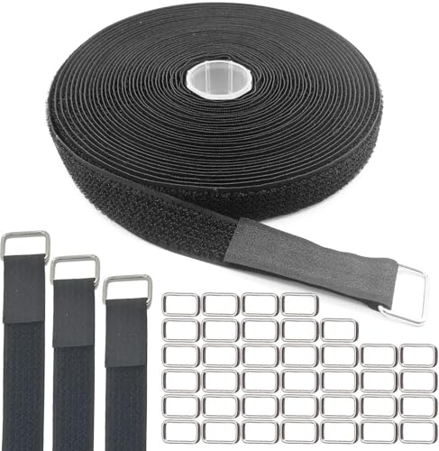 2,5 cm schwarze Klettverschlüsse mit 50 Metallschnallen, 9,1 m Länge, verstellbare Befestigungskabelbänder, zuschneidbar, wiederverwendbar, Nylon, ideal für Aufbewahrung und Organizer 2,5 cm schwarze Klettverschlüsse mit 50 Metallschnallen, 9,1 m Länge, verstellbare Befestigungskabelbänder, zuschneidbar, wiederverwendbar, Nylon, ideal für Aufbewahrung und Organizer von Sheriffdrink