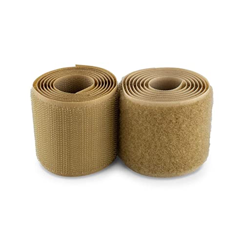 Beigefarbenes Klettband, 3,8 cm breit, zum Aufnähen, nicht klebender Nylonstreifen, 91 cm, ineinandergreifende Rolle, robustes Verschlussband, ideal für Uniformen, Taschen, Schuhe, Kleidung, Zuhause von Sheriffdrink