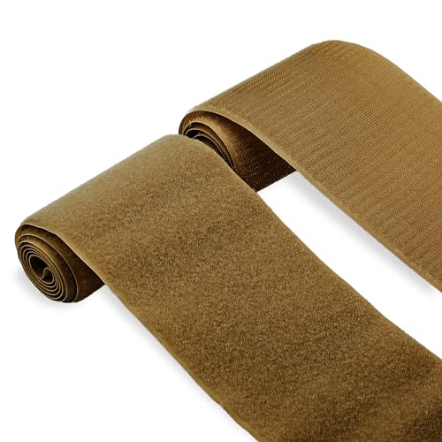 Coyote Braunes Klettband, 10,2 cm x 91,7 cm, nicht klebend, Nylon, ineinandergreifende Stoffstreifen, breite Nähverschlüsse, dick, starke Griffrolle für Militärform, Taschen, Kleidung, Schuhe von Sheriffdrink