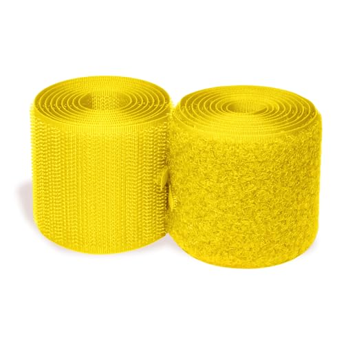 Gelber Klettverschluss 5,1 cm x 91 cm, nicht klebende Nylonstreifen, breite ineinandergreifende starke Griffrolle, strapazierfähiges Verschlussband, einfach zu nähen für Zuhause, Büro, Schule, Auto von Sheriffdrink