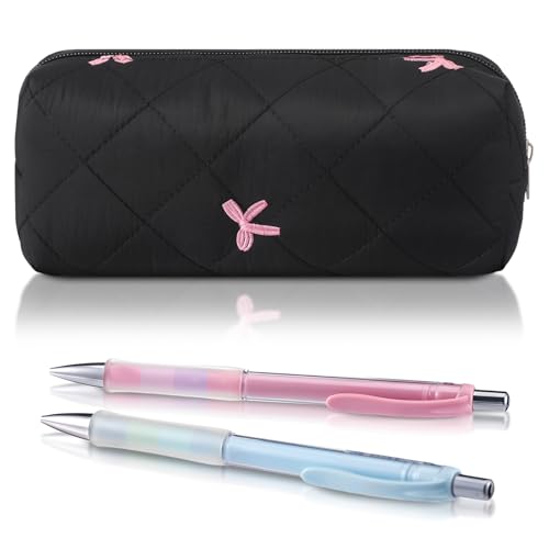 Sherr Federmäppchen mit schwarzer Schleife, niedliches Federmäppchen, weiche Baumwolle, Aufbewahrungstasche, ästhetisches Muster, Geschenk, Make-up-Tasche, Kosmetiktasche, Reisetasche für Damen Sherr Federmäppchen mit schwarzer Schleife, niedliches Federmäppchen, weiche Baumwolle, Aufbewahrungstasche, ästhetisches Muster, Geschenk, Make-up-Tasche, Kosmetiktasche, Reisetasche für Damen von Sherr