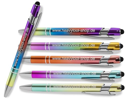 Sherveer Kugelschreiber mit Gravur SIGNATURE ELEGANCE TOUCH Lasergravur Rainbow Effekt (1 Stück) Aluminium eloxiert Strichstärke: M ca. 0,6mm Tinte: blau mit Touchscreen Endkappe von Sherveer