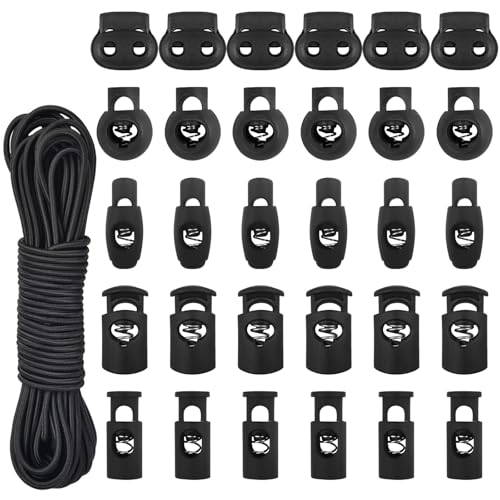Sheryl&Rain 100 Stück Kordelstopper, 5 Typen Kordelklemme Schwarz mit 3mm*4m Kordeln, Federschnur Schlösser Kunststoff, Schnürsenkel Kordel Stopper Einzelne Doppeltes Loch, Kordel Verschluss Ende Sheryl&Rain 100 Stück Kordelstopper, 5 Typen Kordelklemme Schwarz mit 3mm*4m Kordeln, Federschnur Schlösser Kunststoff, Schnürsenkel Kordel Stopper Einzelne Doppeltes Loch, Kordel Verschluss Ende von Sheryl&Rain