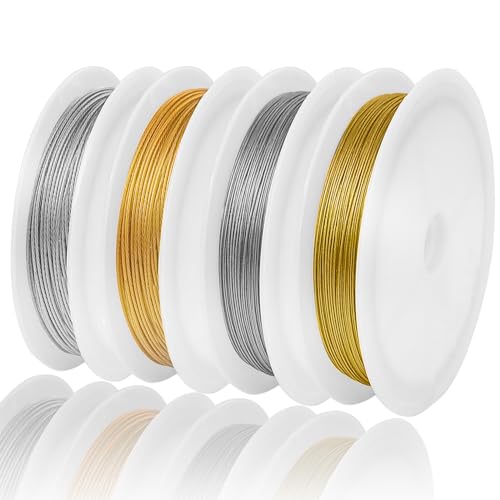 Sheryl&Rain Basteldraht Dünn 0.3mm 0.8mm, 90m Draht zum Basteln, Schmuckdraht Silber und Schmuckdraht Gold, Draht für Schmuckherstellung für Basteln und Schmuck Herstellung von Sheryl&Rain