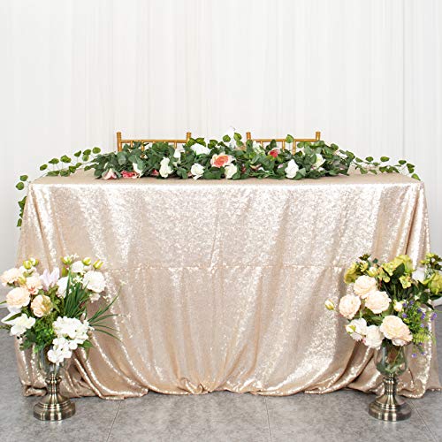 ShiDianYi Champagner-Pailletten-Tischdecke, 228 x 396 cm, rechteckige Pailletten-Tischdecke für Partys, 2,4 m, Tischdecke für Esstisch, Overlay für Hochzeitsempfang, glitzernde Tischdekoration ShiDianYi Champagner-Pailletten-Tischdecke, 228 x 396 cm, rechteckige Pailletten-Tischdecke für Partys, 2,4 m, Tischdecke für Esstisch, Overlay für Hochzeitsempfang, glitzernde Tischdekoration von ShiDianYi