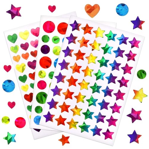 2685 Stk Glitzer Aufkleber,Laser Glitzer Sticker Glitzersticker für Kinder, Punkte Sterne HerzenBunt Selbstklebende Aufkleber für Schule Schüler Belohnung DIY Scrapbooking Basteln Lehrer Sticker Set von ShiFaKa