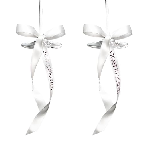 Hochzeits-Champagnerglas-Bänder, 2 Stück, mit Schleife, Weinglas-Anhänger, ein Toast auf ewig, für Braut-Toasts für Gäste, Hochzeit, Party, Dekoration, Tassendekoration Hochzeits-Champagnerglas-Bänder, 2 Stück, mit Schleife, Weinglas-Anhänger, ein Toast auf ewig, für Braut-Toasts für Gäste, Hochzeit, Party, Dekoration, Tassendekoration von ShiQiao Spl