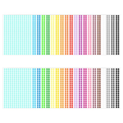 8mm Klebepunkte 11200 Stück Bunte Markierungspunkte 40 Blätter Runde Punktaufkleber Kleine Dot Aufkleber Selbstklebende Ettiketten Markierungspunkte für kalender Planer Basteln Papier (20 Farben) von ShiSheng