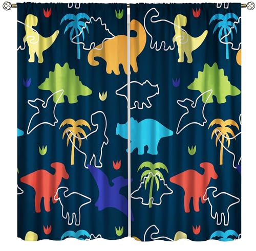 ShiTingYu Dinosaurier-Vorhänge für Jungen, Cartoon-Dino, Verdunkelung, Kinder-Fensterbehandlungen für Jungen, Mädchen, Kinderzimmer, Wohnzimmer, Schlafzimmer, bunte Safari-Tiere, marineblaue Vorhänge, ShiTingYu Dinosaurier-Vorhänge für Jungen, Cartoon-Dino, Verdunkelung, Kinder-Fensterbehandlungen für Jungen, Mädchen, Kinderzimmer, Wohnzimmer, Schlafzimmer, bunte Safari-Tiere, marineblaue Vorhänge, von ShiTingYu