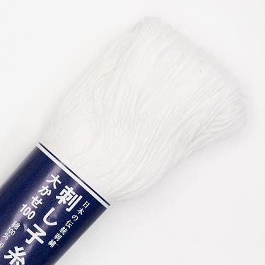 Olympus Sashiko Garn, 100 m Knäuel, japanisches Stick- und Quiltgarn, 101 Weiß von Shibori Dragon