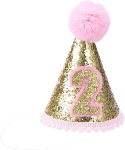Shidongbla Kegelhut zum 2. Geburtstag, Party-Kegelhüte, mit verstellbarem Stirnband, für Kindergeburtstagsparty-Zubehör (Rosa) von Shidongbla