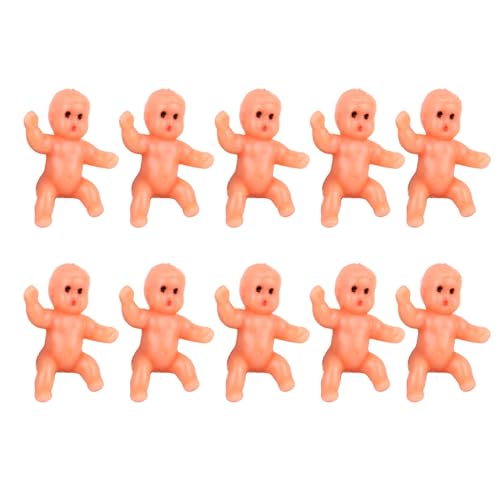 Shienfir 10 Stück King Cake Babies, 3 cm kleine Kunststoff-Mini-Babys, geeignet für Babypartys, Eiswürfel, Spiele, Partygeschenke, Dekorationen, hautfarben von Shienfir
