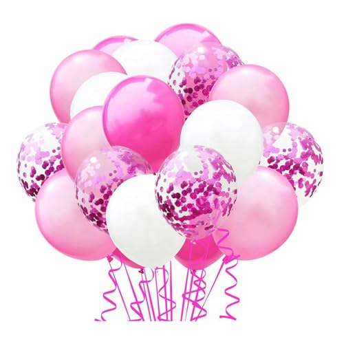 Shienfir 10 Zoll aufgeblasenes Ballon-Set für Babyparty, 1 weißes, goldenes gelbes Latex, Geburtstag, Hochzeit, Brautpailettenband, Party, Rosenrot und Weiß von Shienfir