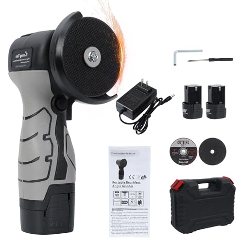Shienfir Mini Winkelschleifer, 16,8 V 550 W Akku Winkelschleifer mit 2 1500 mAh Batterien, Zwei Sägeblätter Elektrisches Schleifwerkzeug-76 mm, Winkelschleifer, Trennen und Polieren von Fliesen Sch von Shienfir