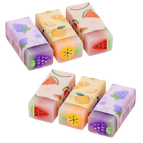 6 x Frucht-Radiergummis, Kunststoff, langlebige Radiergummis für Klassenzimmer, Belohnungspreis, Schulanfang, Geschenke, Partygeschenke 6 x Frucht-Radiergummis, Kunststoff, langlebige Radiergummis für Klassenzimmer, Belohnungspreis, Schulanfang, Geschenke, Partygeschenke von ShigKeu