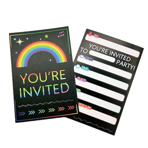 ShigKeu 20 Stück Party-Einladungen, Neon-Regenbogen-Einladungen, Regenbogen-Thema, Geburtstagseinladungen, rechteckige Einladungen für Kindergeburtstag, Party, Disco, Festival, Partys, Einladungen ShigKeu 20 Stück Party-Einladungen, Neon-Regenbogen-Einladungen, Regenbogen-Thema, Geburtstagseinladungen, rechteckige Einladungen für Kindergeburtstag, Party, Disco, Festival, Partys, Einladungen von ShigKeu