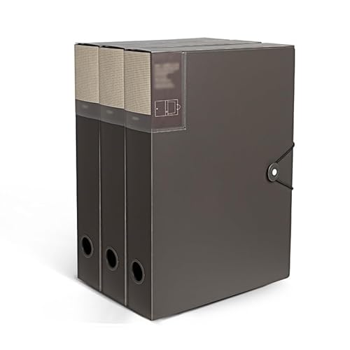 Schnellhefter 3-teilige verdickte Aktenbox, große Kapazität, A4-Ordner mit Seilschnalle, Informationsdatei-Organizer for Büro, Schule, Krankenhaus Fächermappe(Schwarz) von Shihan-2015