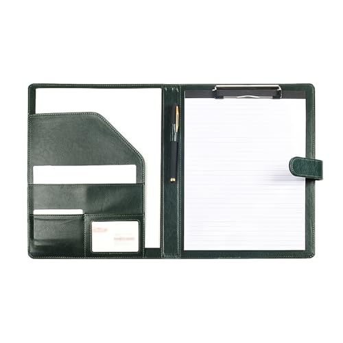 Schnellhefter A4-Ordner aus Leder mit Stifteinsatz, multifunktionaler Clip for Vertragsunterzeichnung, for Geschäftstreffen, Schreibblöcke Fächermappe(Green) von Shihan-2015