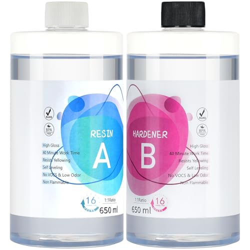 1300ml Epoxidharz mit Härter, Hochglanz epoxidharz Set, Blasenfreies Beschichtungs- und Gießharz für DIY-Kunst, Schmuck, Untersetzer, Weihnachtsdekorationen, Tischplatten, Formen, Holz 1300ml Epoxidharz mit Härter, Hochglanz epoxidharz Set, Blasenfreies Beschichtungs- und Gießharz für DIY-Kunst, Schmuck, Untersetzer, Weihnachtsdekorationen, Tischplatten, Formen, Holz von Shiiyyu