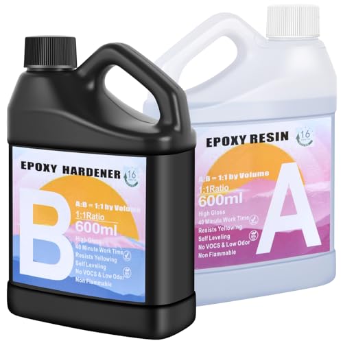 1200ml Epoxidharz, transparent Epoxidharz mit Härter,Epoxidharz Set Anfänger,1: 1-Verhältnis; Kunstharz-Beschichtung, kristallklar, für Holz,künstlerische Kreationen, Schmuckherstellung Kunst von Shiiyyu