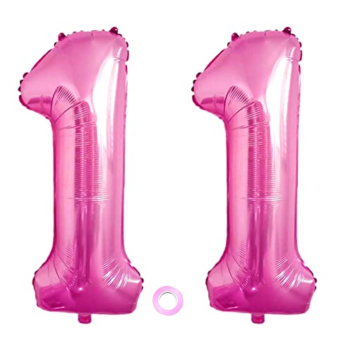 Luftballons Zahl 11, Riesen Folienballon Nummer 11 Pink Damen,Luftballons 11. Geburtstagdeko, 40 Zoll Helium Ballons Aufblasbar Zahl 11 pink für Geburtstag, Hochzeit, Jubiläum XXL 11 von Shikuer
