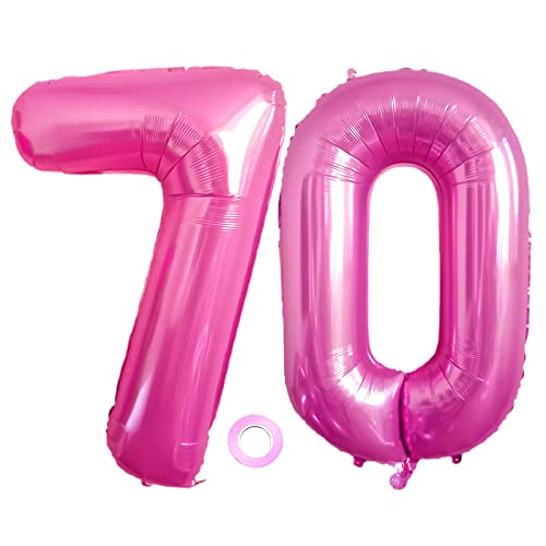 Luftballons Zahl 70, Riesen Folienballon Nummer 70 Pink Damen,Luftballons 70. Geburtstagdeko, 40 Zoll Helium Ballons Aufblasbar Zahl 70 pink für Geburtstag, Hochzeit, Jubiläum XXL 70 von Shikuer
