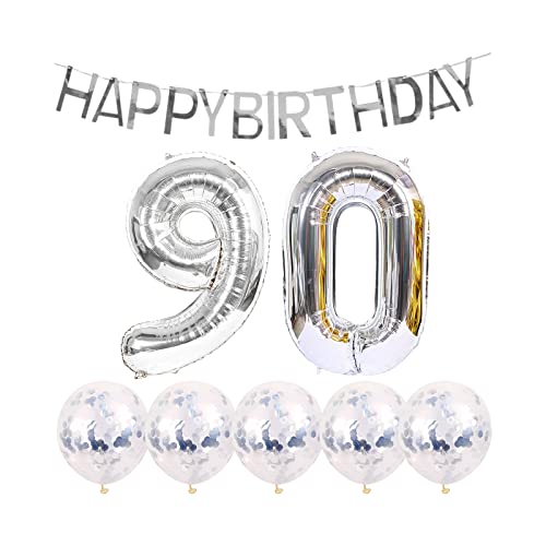 Shikuer 90. Geburtstag Dekoration Alles Gute zum Geburtstag Banner Ballon 90 Jahre alt Geburtstagsfeier Zubehör Heliumballons 90th Silberne Jubiläumsveranstaltungen Dekorationen und süße Party Shikuer 90. Geburtstag Dekoration Alles Gute zum Geburtstag Banner Ballon 90 Jahre alt Geburtstagsfeier Zubehör Heliumballons 90th Silberne Jubiläumsveranstaltungen Dekorationen und süße Party von Shikuer