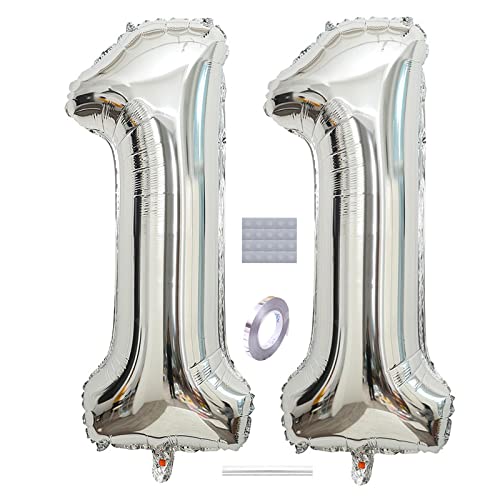Shikuer Luftballons Zahl 11 Riesen Folienballon Nummer 11 Silber Damen,Luftballons 11. Geburtstagdeko, 40 Zoll Helium Ballons Aufblasbar Zahl 11 Silber für Geburtstag, Hochzeit, Jubiläum XXL Shikuer Luftballons Zahl 11 Riesen Folienballon Nummer 11 Silber Damen,Luftballons 11. Geburtstagdeko, 40 Zoll Helium Ballons Aufblasbar Zahl 11 Silber für Geburtstag, Hochzeit, Jubiläum XXL von Shikuer