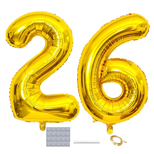 Shikuer Luftballons Zahl 26 Riesen Folienballon Nummer 26 Gold Damen,Luftballons 26. Geburtstagdeko, 40 Zoll Helium Ballons Aufblasbar Zahl 26 Gold für Geburtstag, Hochzeit, Jubiläum XXL Shikuer Luftballons Zahl 26 Riesen Folienballon Nummer 26 Gold Damen,Luftballons 26. Geburtstagdeko, 40 Zoll Helium Ballons Aufblasbar Zahl 26 Gold für Geburtstag, Hochzeit, Jubiläum XXL von Shikuer