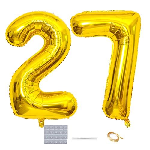 Shikuer Luftballons Zahl 27 Riesen Folienballon Nummer 27 Gold Damen,Luftballons 27. Geburtstagdeko, 40 Zoll Helium Ballons Aufblasbar Zahl 27 Gold für Geburtstag, Hochzeit, Jubiläum XXL Shikuer Luftballons Zahl 27 Riesen Folienballon Nummer 27 Gold Damen,Luftballons 27. Geburtstagdeko, 40 Zoll Helium Ballons Aufblasbar Zahl 27 Gold für Geburtstag, Hochzeit, Jubiläum XXL von Shikuer