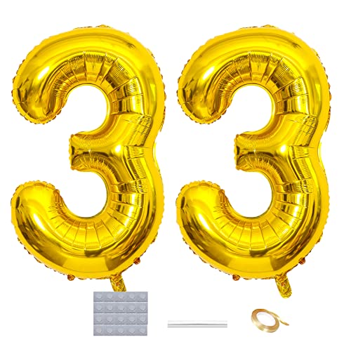 Shikuer Luftballons Zahl 33 Riesen Folienballon Nummer 33 Gold Damen,Luftballons 33. Geburtstagdeko, 40 Zoll Helium Ballons Aufblasbar Zahl 33 Gold für Geburtstag, Hochzeit, Jubiläum XXL Shikuer Luftballons Zahl 33 Riesen Folienballon Nummer 33 Gold Damen,Luftballons 33. Geburtstagdeko, 40 Zoll Helium Ballons Aufblasbar Zahl 33 Gold für Geburtstag, Hochzeit, Jubiläum XXL von Shikuer
