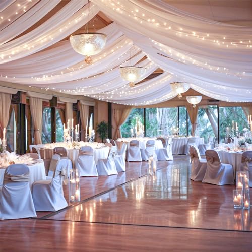 6 Paneele weiße Deckenvorhänge mit Lichtern für Hochzeiten, Deckenvorhänge, 1,5 x 3 m, Hochzeitsfoto-Hintergründe, durchsichtige Vorhänge, Tüll, Zeltvorhänge, Hochzeitsdekorationen für Party 6 Paneele weiße Deckenvorhänge mit Lichtern für Hochzeiten, Deckenvorhänge, 1,5 x 3 m, Hochzeitsfoto-Hintergründe, durchsichtige Vorhänge, Tüll, Zeltvorhänge, Hochzeitsdekorationen für Party von Shillance
