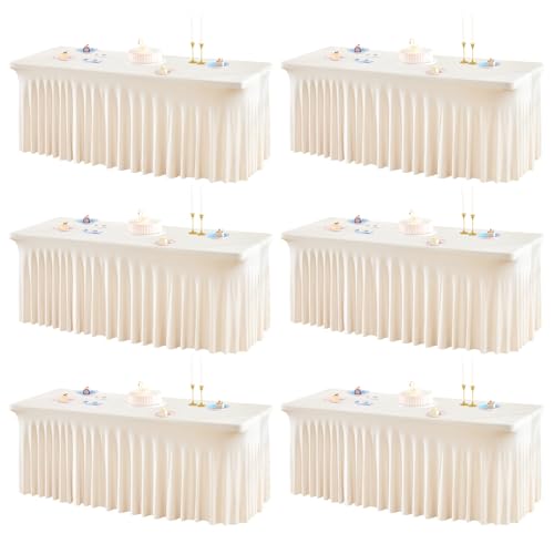 Elastan-Tischdecken für rechteckige Tische, 1,8 m, Elastan-Tischdecken, 1,8 m, Stretch-Tischröcke, faltenfrei, passend für Veranstaltungen, Hochzeiten, Bankette und Partys, 6 Packungen Elastan-Tischdecken für rechteckige Tische, 1,8 m, Elastan-Tischdecken, 1,8 m, Stretch-Tischröcke, faltenfrei, passend für Veranstaltungen, Hochzeiten, Bankette und Partys, 6 Packungen von Shillance