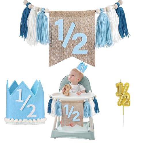 Shimmerz 1/2 Geburtstag Junge Hochstuhl Banner 6 Monate Girlande mit Tassel Holzperlen Blau Halbgeburtstagsdeko Kinderzimmer Festsaal Shimmerz 1/2 Geburtstag Junge Hochstuhl Banner 6 Monate Girlande mit Tassel Holzperlen Blau Halbgeburtstagsdeko Kinderzimmer Festsaal von Shimmerz