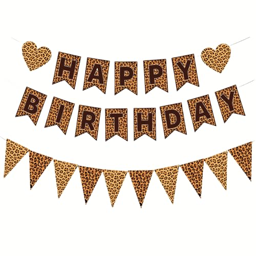 Shimmerz Gepard Print Geburtstagsparty Deko, Leopard Happy Birthday Banner Für Mädchen Frauen Geburtstagsparty Dekoration von Shimmerz
