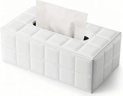 ShineHomes Taschentücher Box (25×14×9.5 cm Premium taschentuchbox aus Wasserdichtem PU-Leder, kosmetiktücher Box, Magnetverschluss Design Tissue für (Weiße) von ShineHomes
