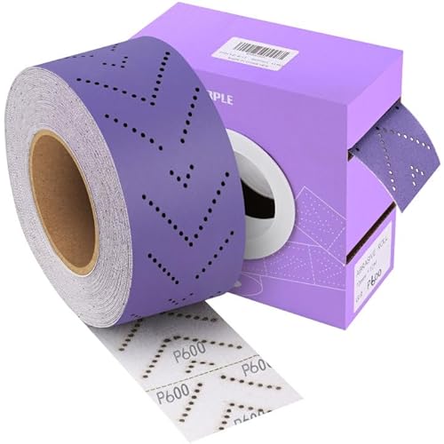 Shineboc Purple Ceramic Schleifpapier-Rolle mit Körnung 600, 6,5 cm x 13 m, Klettverschluss und Mehrloch-Endlosrolle für Automobil-, Holz-, Metallschleifen Shineboc Purple Ceramic Schleifpapier-Rolle mit Körnung 600, 6,5 cm x 13 m, Klettverschluss und Mehrloch-Endlosrolle für Automobil-, Holz-, Metallschleifen von Shineboc