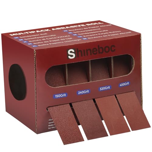 Shineboc Schmirgeltuchrolle,2,5 cm x 6 m,Schleifpapier mit Spender,Körnung 150/240/320/400,4 Rollen Schleifpapier für Holz, Möbel, Veredelung, Metall, Schleifen, Automobil-Polieren Shineboc Schmirgeltuchrolle,2,5 cm x 6 m,Schleifpapier mit Spender,Körnung 150/240/320/400,4 Rollen Schleifpapier für Holz, Möbel, Veredelung, Metall, Schleifen, Automobil-Polieren von Shineboc