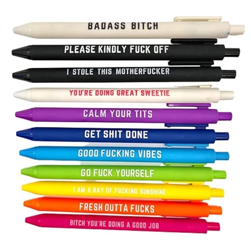 Shinekoo Swear Word Daily Pen Set Lustige Kugelschreiber Wochentag Vibes Glitzer Neuheit Stift Dirty Cuss Word Stifte für jeden Tag der Woche, lustiges Bürogeschenk, (SFM559) von Shinekoo