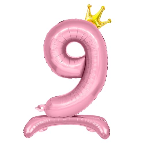 Luftballon 9. Geburtstag, Stehend Folienballon 9 Zahlen Luftballon Rosa 32"/81cm Folienballon Geburtstag Deko Mädchen Luftballon 9. Geburtstag, Stehend Folienballon 9 Zahlen Luftballon Rosa 32"/81cm Folienballon Geburtstag Deko Mädchen von Shinelee