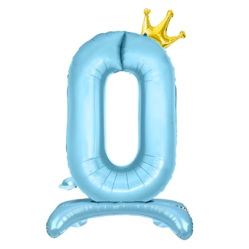 Luftballon 0-9 Geburtstag, Stehend Folienballon 0-9 Zahlen Luftballon Blau 32"/81cm Folienballon Geburtstag Deko Junge von Shinelee