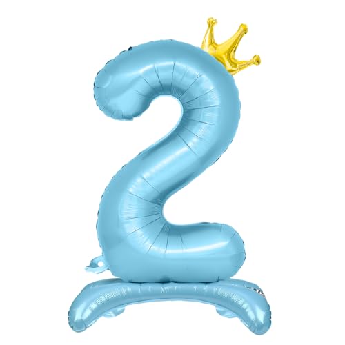 Luftballon 2. Geburtstag, Stehend Folienballon 2 Zahlen Luftballon Blau 32"/81cm Folienballon Geburtstag Deko Junge von Shinelee