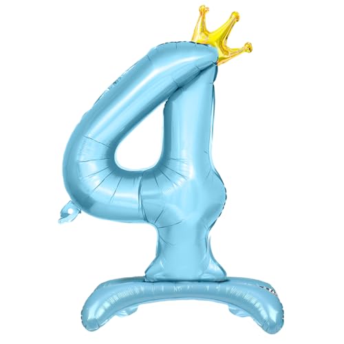 Luftballon 4. Geburtstag, Stehend Folienballon 4 Zahlen Luftballon Blau 32"/81cm Folienballon Geburtstag Deko Junge von Shinelee