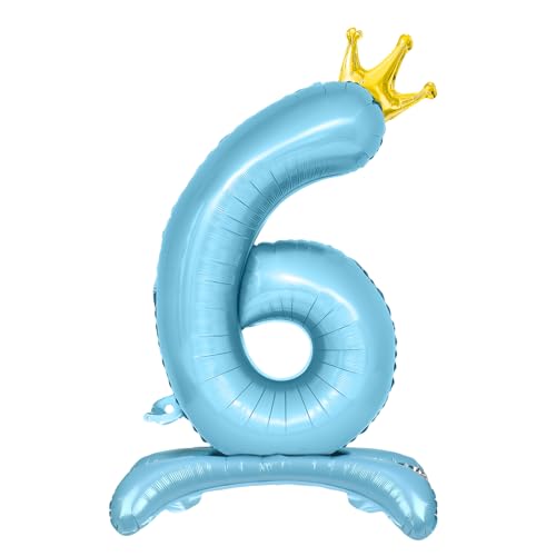 Luftballon 6. Geburtstag, Stehend Folienballon 6 Zahlen Luftballon Blau 32"/81cm Folienballon Geburtstag Deko Junge von Shinelee