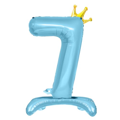 Luftballon 7. Geburtstag, Stehend Folienballon 7 Zahlen Luftballon Blau 32"/81cm Folienballon Geburtstag Deko Junge von Shinelee