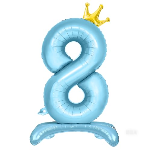Luftballon 8. Geburtstag, Stehend Folienballon 8 Zahlen Luftballon Blau 32"/81cm Folienballon Geburtstag Deko Junge von Shinelee