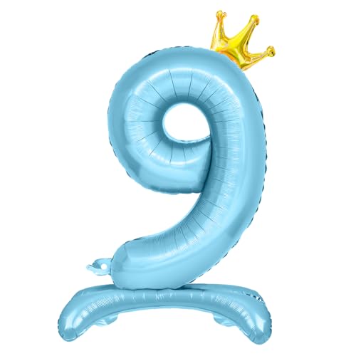Luftballon 9. Geburtstag, Stehend Folienballon 9 Zahlen Luftballon Blau 32"/81cm Folienballon Geburtstag Deko Junge von Shinelee