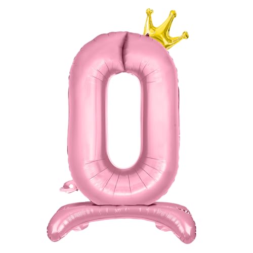 Luftballon 0-9 Geburtstag, Stehend Folienballon 0-9 Zahlen Luftballon Rosa 32"/81cm Folienballon Geburtstag Deko Mädchen von Shinelee